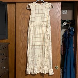 ROLEE plaid dress with ruffle neck and sleeves